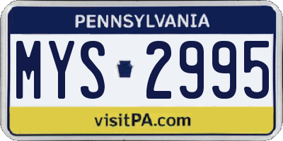 PA license plate MYS2995