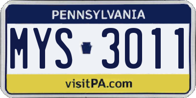 PA license plate MYS3011