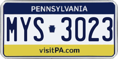 PA license plate MYS3023