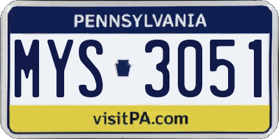 PA license plate MYS3051