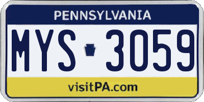 PA license plate MYS3059