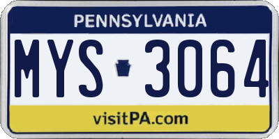 PA license plate MYS3064