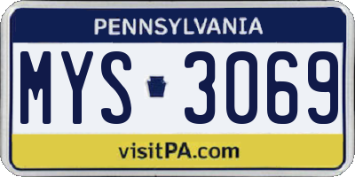 PA license plate MYS3069