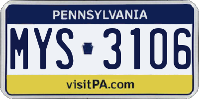 PA license plate MYS3106