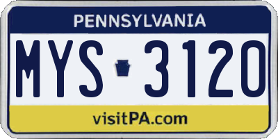 PA license plate MYS3120