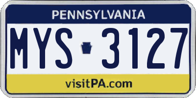 PA license plate MYS3127