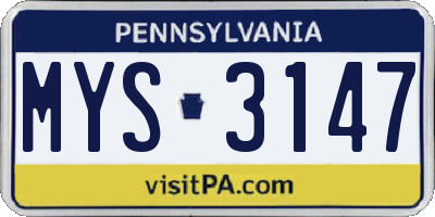 PA license plate MYS3147