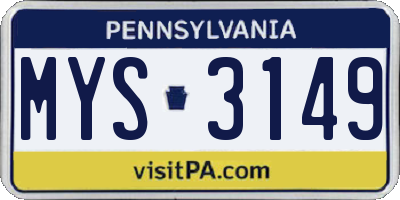 PA license plate MYS3149