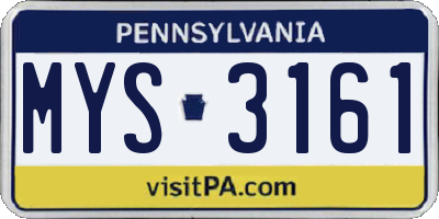 PA license plate MYS3161