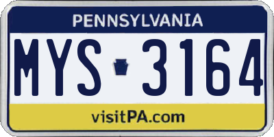 PA license plate MYS3164