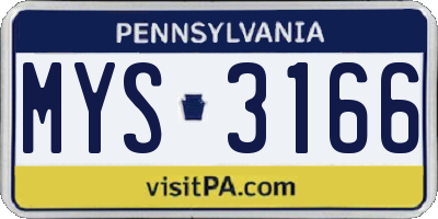 PA license plate MYS3166