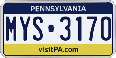 PA license plate MYS3170