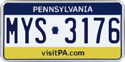 PA license plate MYS3176