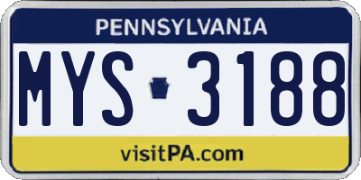 PA license plate MYS3188
