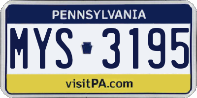 PA license plate MYS3195