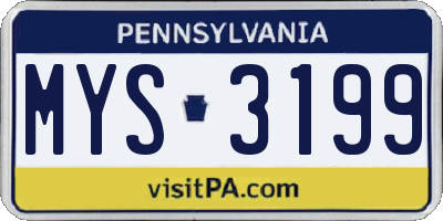 PA license plate MYS3199