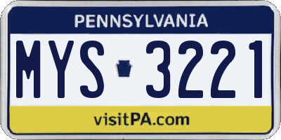 PA license plate MYS3221