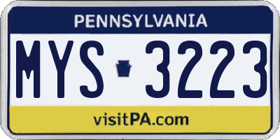 PA license plate MYS3223