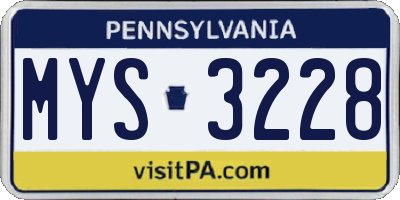 PA license plate MYS3228