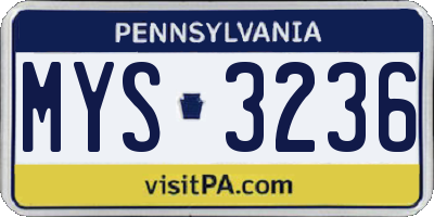 PA license plate MYS3236