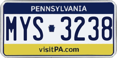PA license plate MYS3238