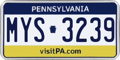 PA license plate MYS3239