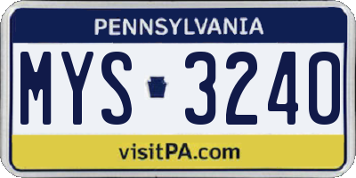 PA license plate MYS3240