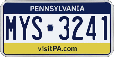 PA license plate MYS3241