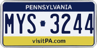 PA license plate MYS3244