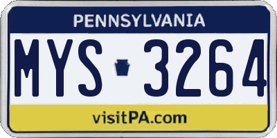 PA license plate MYS3264