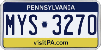 PA license plate MYS3270