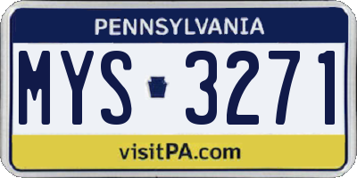 PA license plate MYS3271