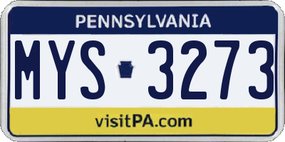 PA license plate MYS3273