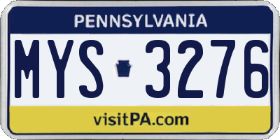 PA license plate MYS3276