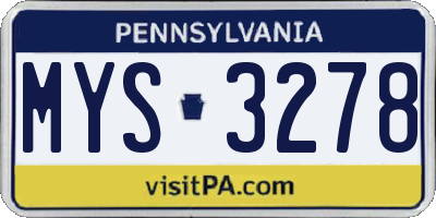 PA license plate MYS3278