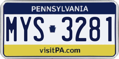 PA license plate MYS3281