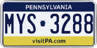 PA license plate MYS3288