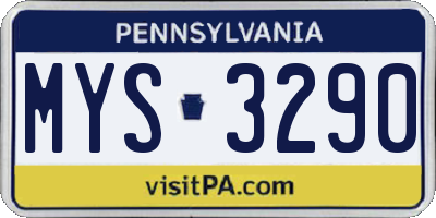 PA license plate MYS3290
