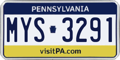 PA license plate MYS3291