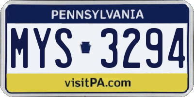 PA license plate MYS3294