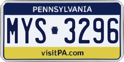 PA license plate MYS3296