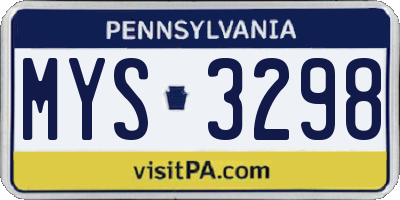 PA license plate MYS3298