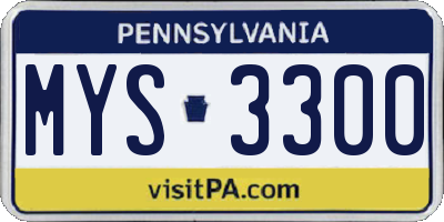 PA license plate MYS3300
