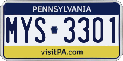 PA license plate MYS3301