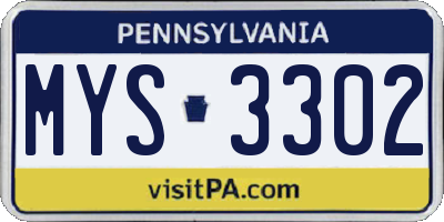 PA license plate MYS3302