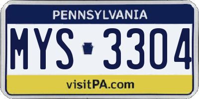 PA license plate MYS3304