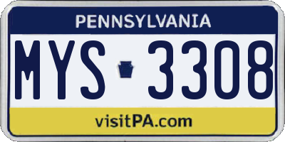 PA license plate MYS3308