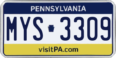 PA license plate MYS3309