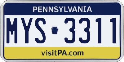 PA license plate MYS3311