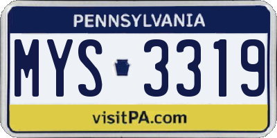 PA license plate MYS3319